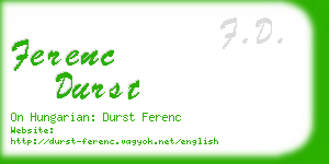 ferenc durst business card